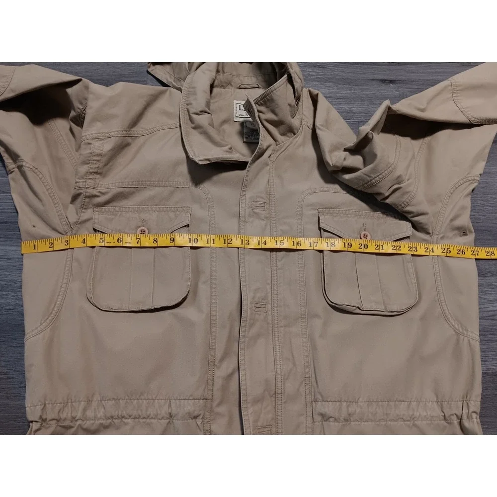LL Bean Men's Khaki Hooded Field Barn Chore Utility‎ Jacket Coat Size XL